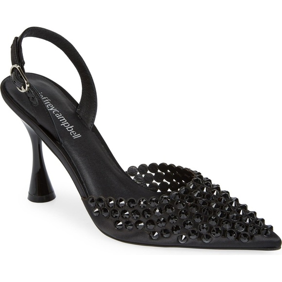 Women’s JEFFREY CAMPBELL Shiner Slingback Rhinestone Pointed Toe Pump- Size 8 - Picture 1 of 7